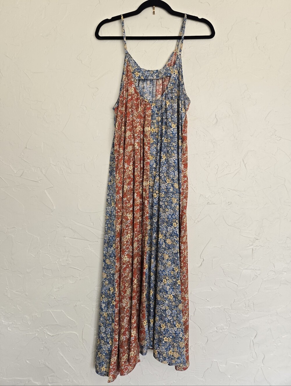 Natural Life Boho Blue Orange Floral Midi Dress, M - Picture 5 of 8